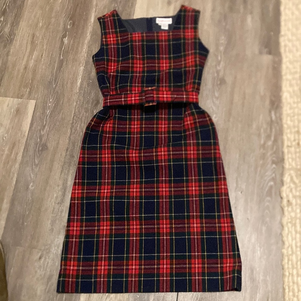 Vintage Wool Plaid Dress Sleeveless Ralph Lauren vibe